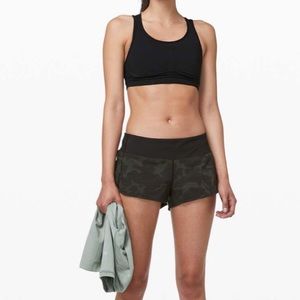 army green camo LULULEMON speed up 2.5” shorts